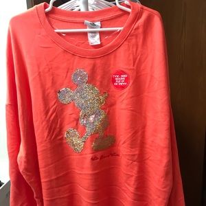 1X Coral Walt Disney World Sequin Sweatshirt